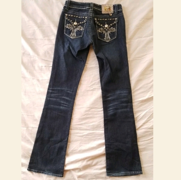 LA Idol USA Blingy Cross Flap Pocket Blue Jean - Picture 3 of 11